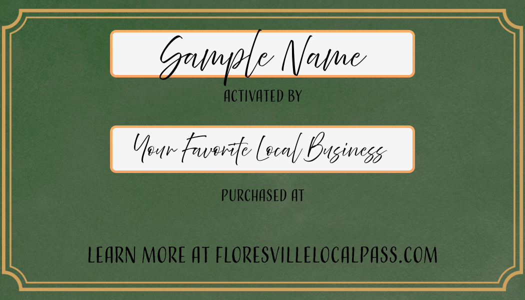 Back of sample Floresville Local Pass card